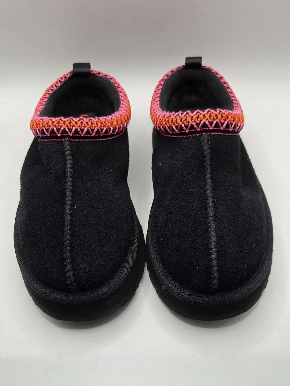UGG Black Suede Slip-On Clog with Neon Stitching